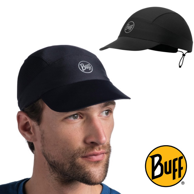【西班牙 BUFF】可捲收跑帽(輕量快乾.可折疊收納.UPF 50+)鴨舌帽/119505-999 極簡黑✿30E010